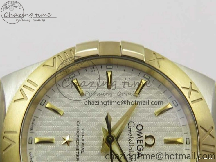 0303 Constellation 38mm SS YG VSF 1:1 Best Edition White Textured Dial on SS YG Bracelet A8500 Super Clone Upgraded 7922